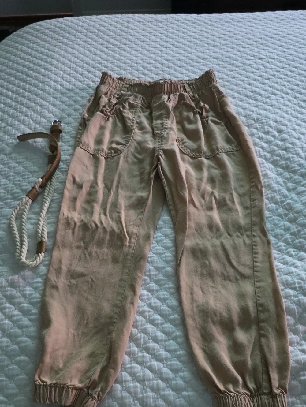 Casual Elastic Waist Jogger Pants in Light Taupe Kids Size 7 MAYORAL